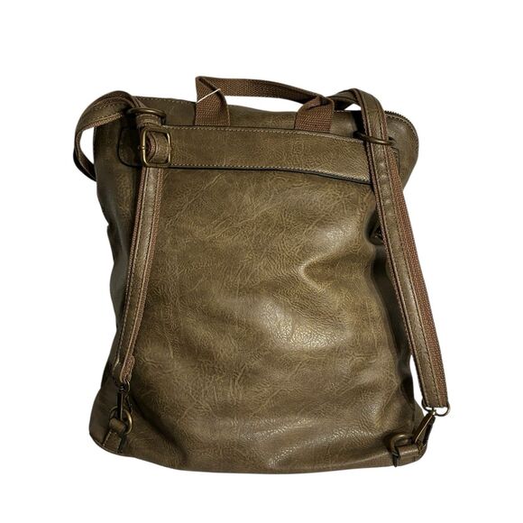 Le Miel Olive Colored Large Purse W/Shoulder And Hand Straps. Gold Hardware NEW - Picture 6 of 16